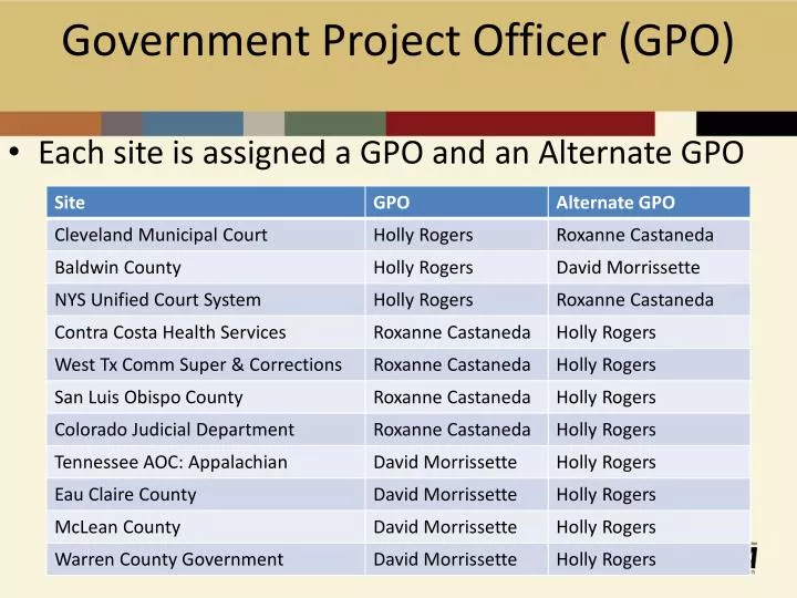government project officer gpo