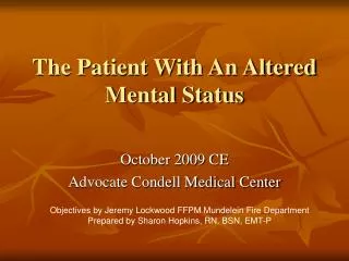 The Patient With An Altered Mental Status