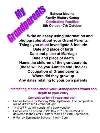 Echuca Moama Family History Group Celebrating Families 5th October-7th October