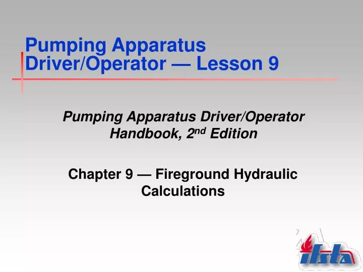 pumping apparatus driver operator lesson 9