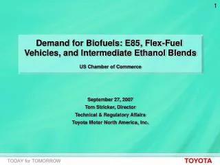 Demand for Biofuels: E85, Flex-Fuel Vehicles, and Intermediate Ethanol Blends