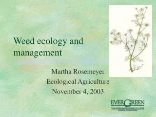 Weed ecology and management