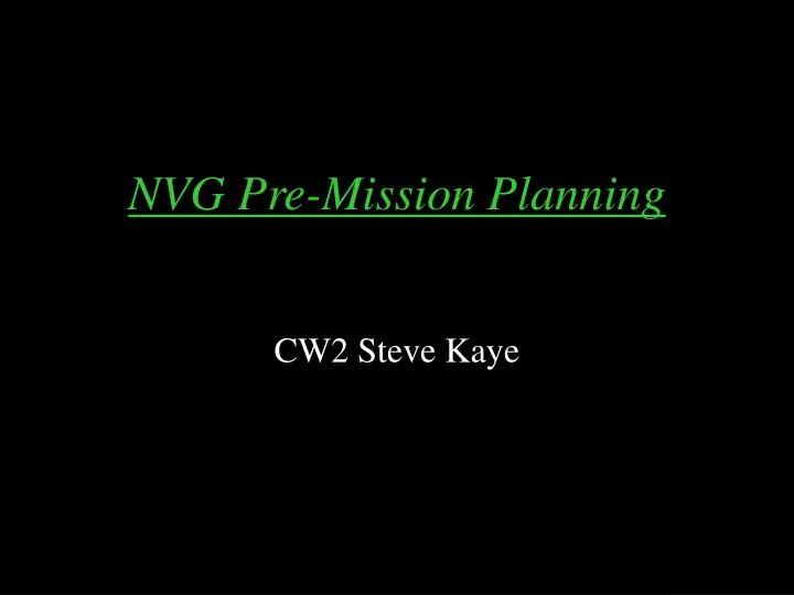 nvg pre mission planning