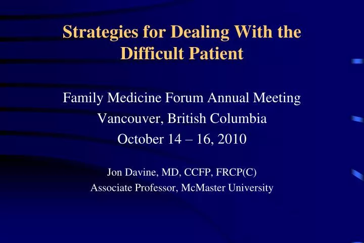 strategies for dealing with the difficult patient
