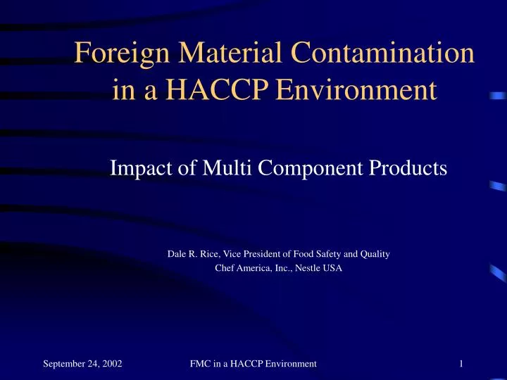 foreign material contamination in a haccp environment