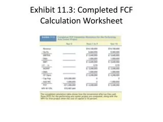 exhibit 11 3 completed fcf calculation worksheet