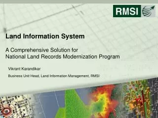 Land Information System A Comprehensive Solution for National Land Records Modernization Program