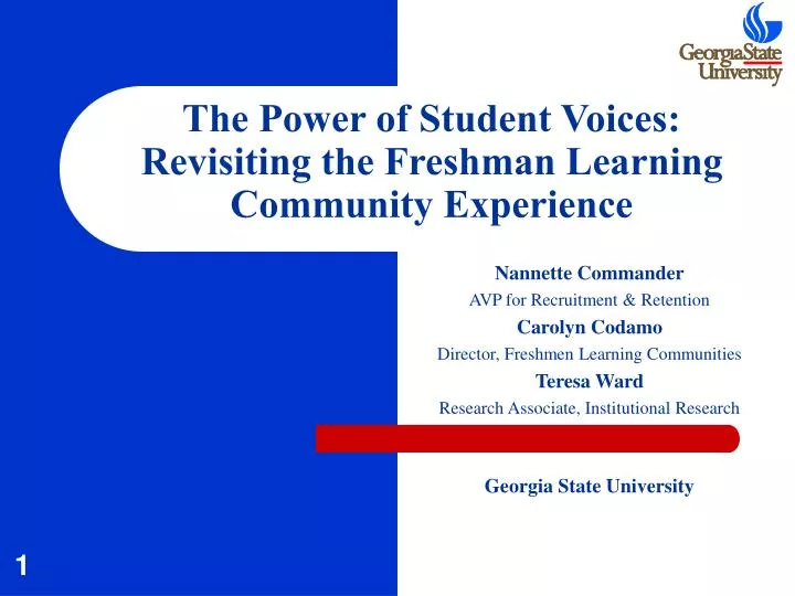 the power of student voices revisiting the freshman learning community experience