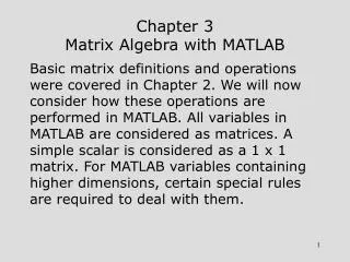 Chapter 3 Matrix Algebra with MATLAB