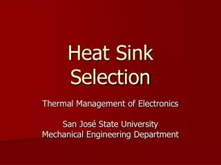Heat Sink Selection