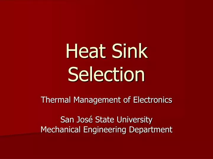 heat sink selection