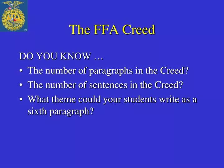the ffa creed