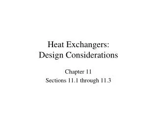 heat exchangers design considerations