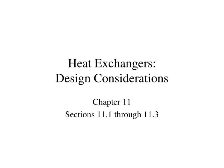heat exchangers design considerations