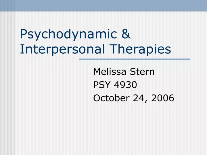 psychodynamic interpersonal therapies