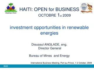International Business Meeting, Port-au-Prince, 1-2 October , 2009