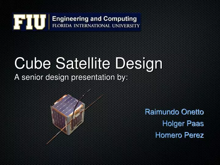 cube satellite design a senior design presentation by