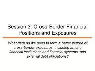 Session 3: Cross-Border Financial Positions and Exposures