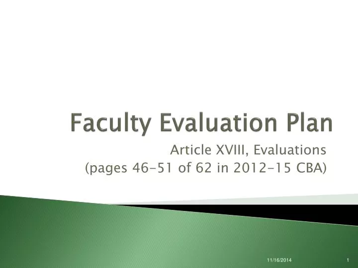 faculty evaluation plan