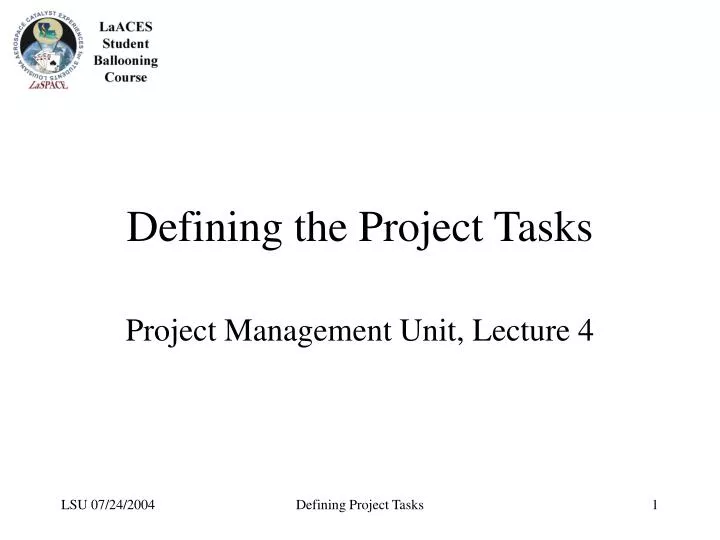 defining the project tasks