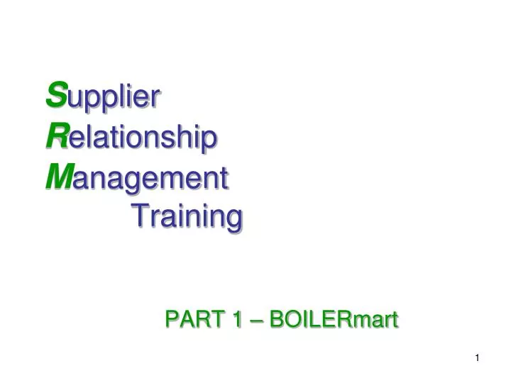 s upplier r elationship m anagement training