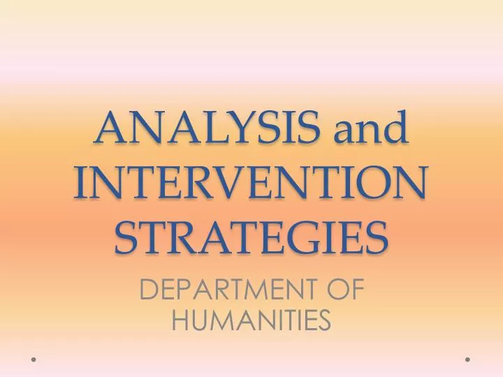 analysis and intervention strategies