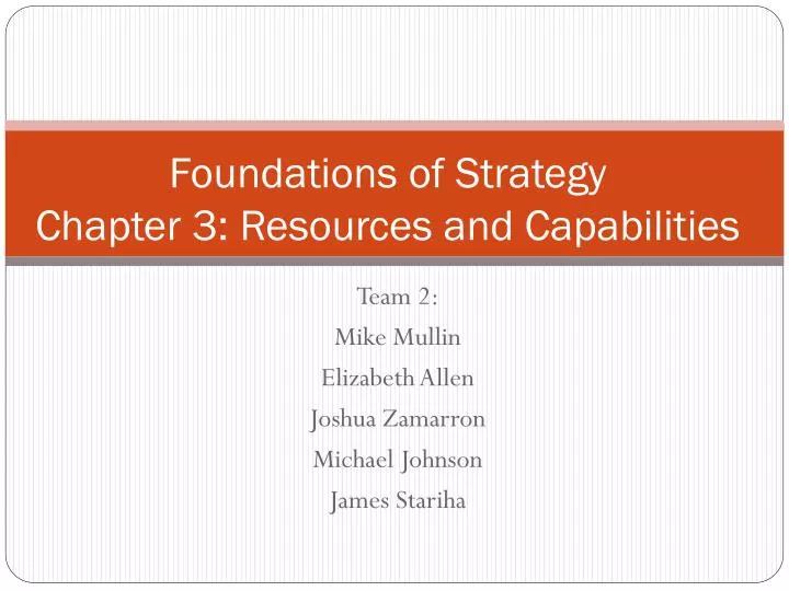foundations of strategy chapter 3 resources and capabilities