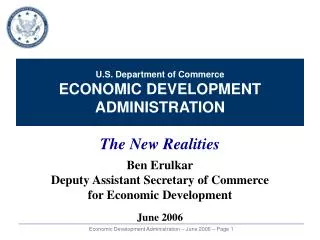 U.S. Department of Commerce ECONOMIC DEVELOPMENT ADMINISTRATION