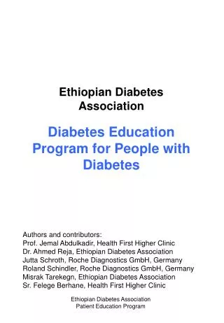Ethiopian Diabetes Association Diabetes Education Program for People with Diabetes