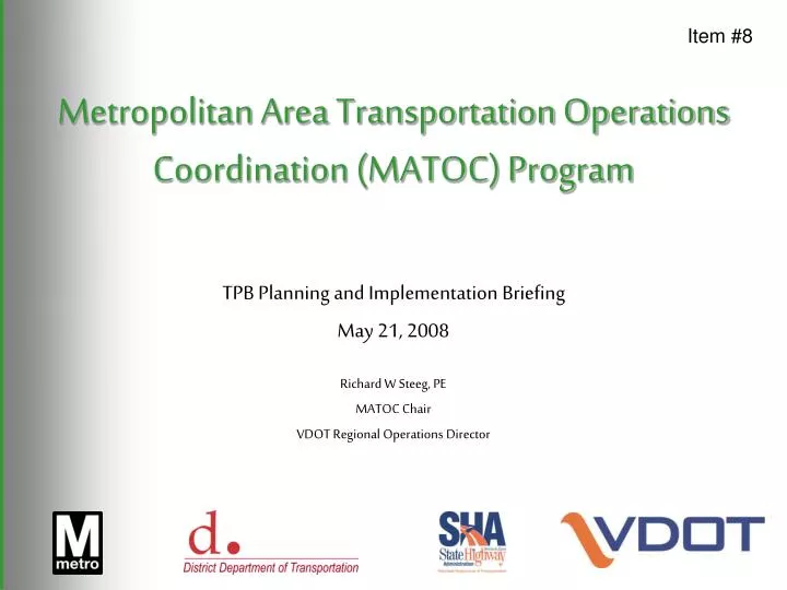 metropolitan area transportation operations coordination matoc program