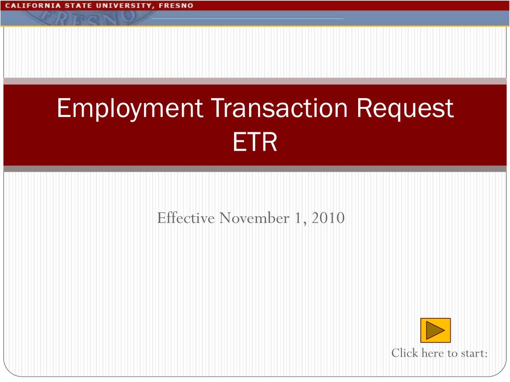PPT - Employment Transaction Request ETR PowerPoint Presentation, free ...