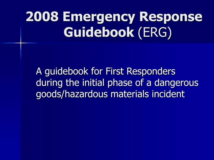 2008 emergency response guidebook erg