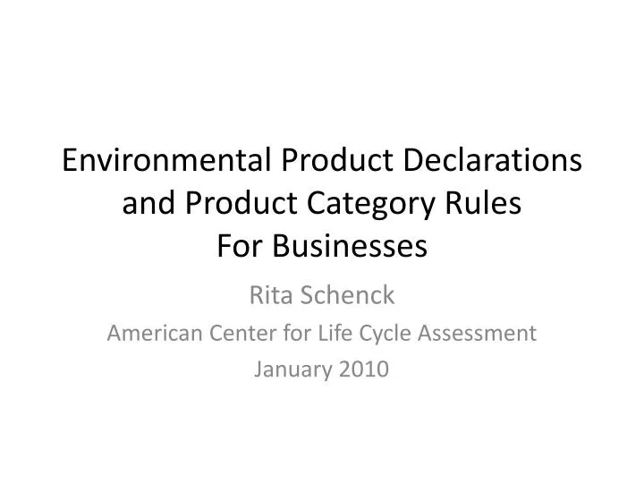 environmental product declarations and product category rules for businesses
