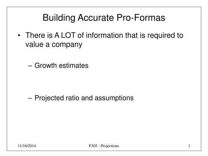 building accurate pro formas