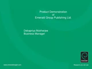 Product Demonstration of Emerald Group Publishing Ltd.