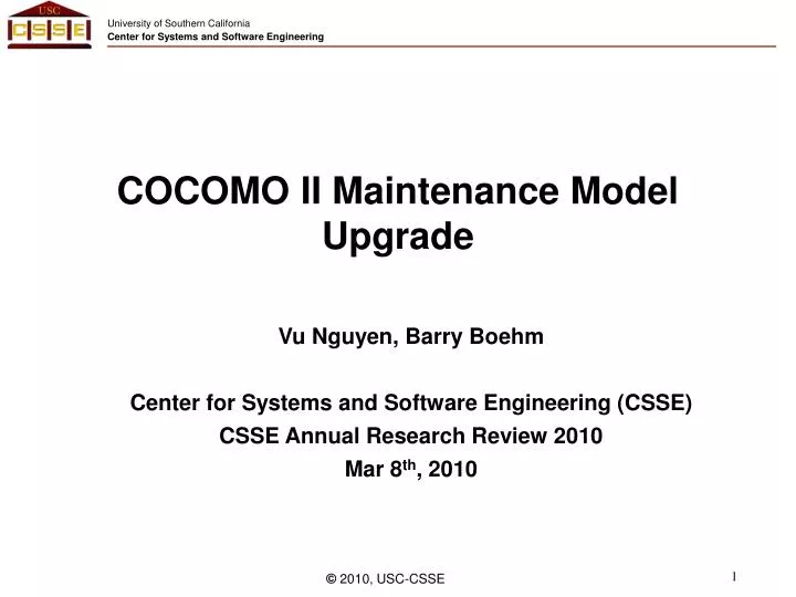 cocomo ii maintenance model upgrade