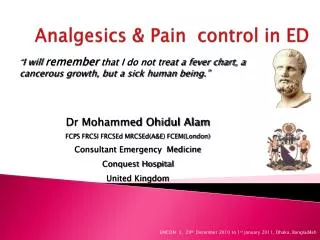 Analgesics &amp; Pain control in ED