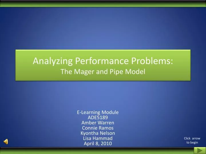 analyzing performance problems the mager and pipe model