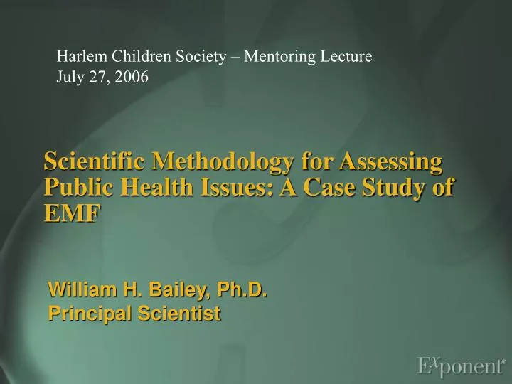 scientific methodology for assessing public health issues a case study of emf