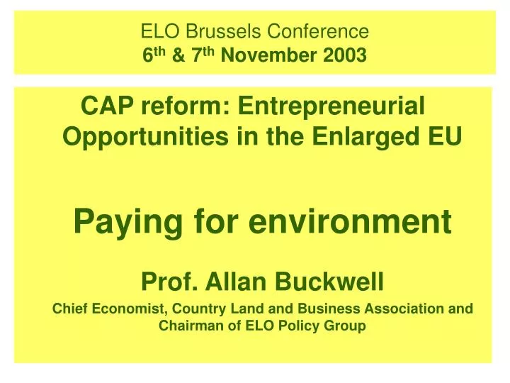 elo brussels conference 6 th 7 th november 2003