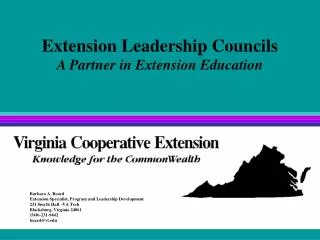 Extension Leadership Councils A Partner in Extension Education