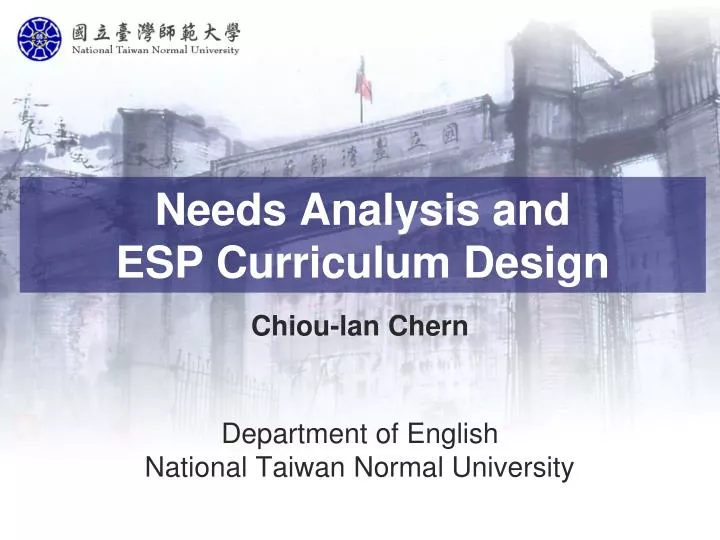 needs analysis and esp curriculum design