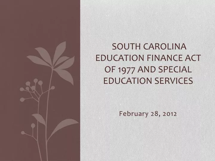 south carolina education finance act of 1977 and special education services