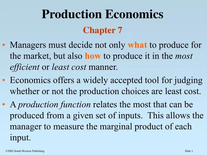 production economics chapter 7