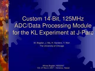 Custom 14-Bit, 125MHz ADC/Data Processing Module for the KL Experiment at J-Parc