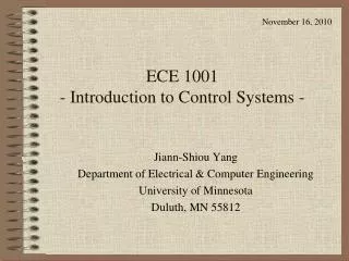 ECE 1001 - Introduction to Control Systems -