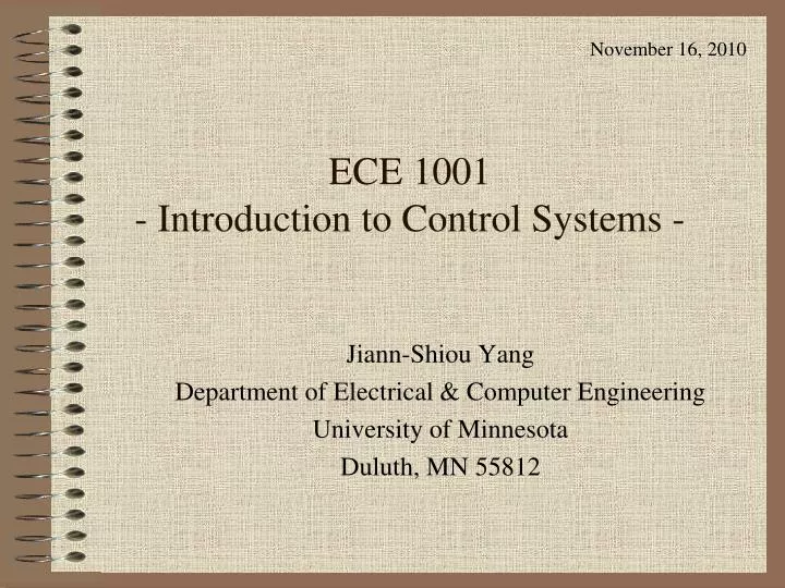 ece 1001 introduction to control systems