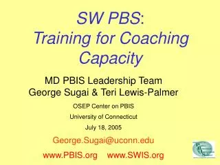 SW PBS : Training for Coaching Capacity