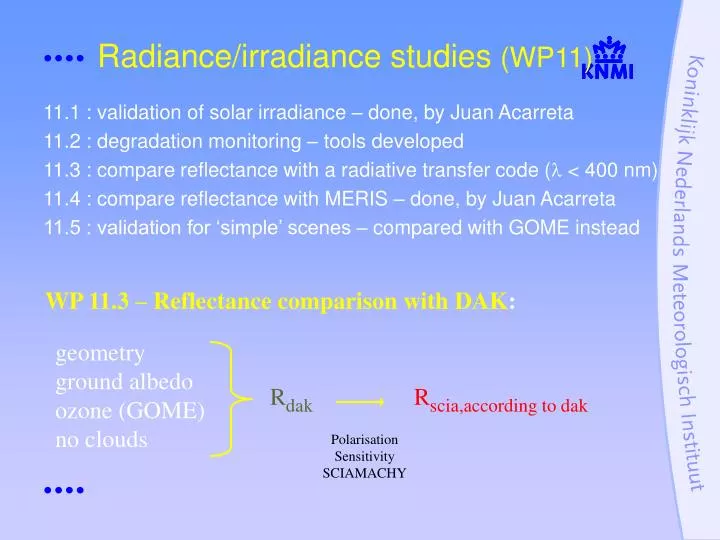 radiance irradiance studies wp11