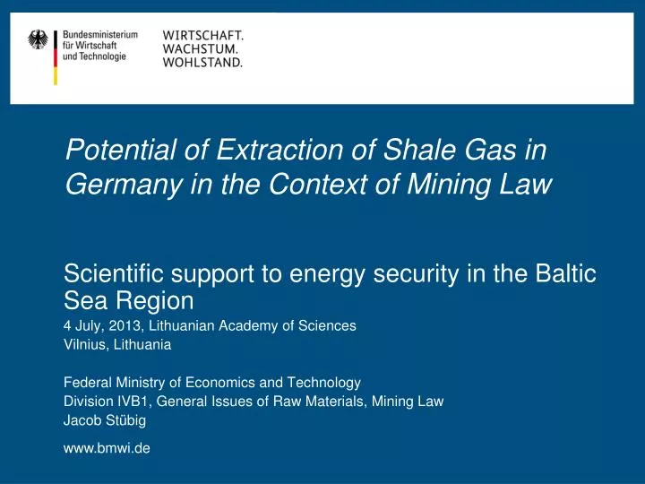 potential of extraction of shale gas in germany in the context of mining law
